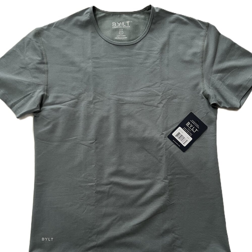 BYLT Basics Drop Cut Lux Short Sleeve Tee T-Shirt Large Dark Sage NWT